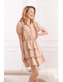 Dark beige dress with ruffles 06165 - Online store - Boutique